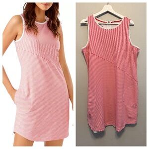 Tommy Bahama ISLANDZONE UPF 30 Aubrey Cassia stripe dress in red.